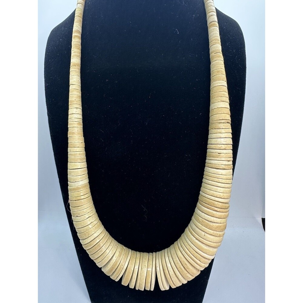Bold Jewelry Coconut Shell Bead Necklace Bohemian Tribal Boho